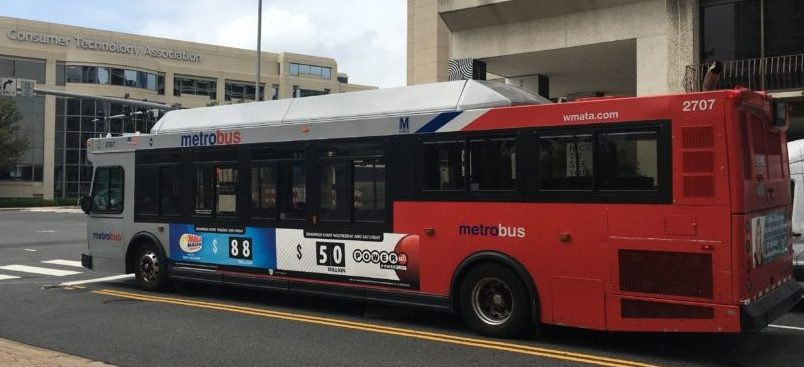 D.C. city bus displaying lottery ad